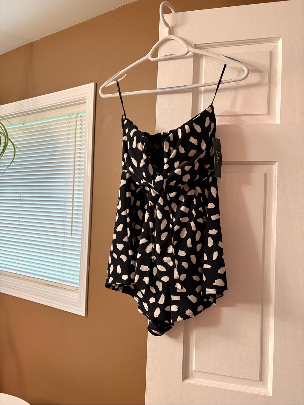 Lulu's Black and White Spotted Strapless Romper